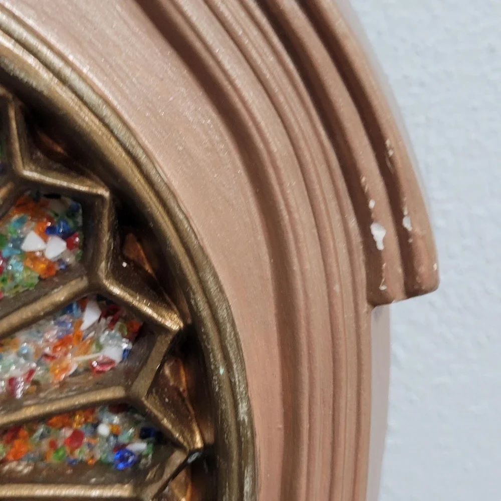 1978 Ceramic Christmas Angel Choir Stained Glass‎ Cathedral Window Byron Mold